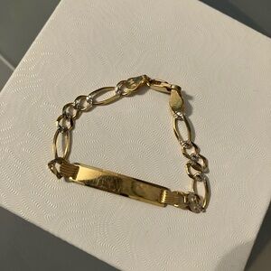 Baby 14k Gold Figaro ID Bracelet